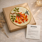 Hummingbird trumpet flower stained glass suncatcher on Pixiwoo gift packaging