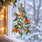 Hummingbird Trumpet Vine Christmas Tree Holographic Acrylic Suncatcher