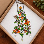 Hummingbird Trumpet Vine Christmas Tree Holographic Acrylic Suncatcher