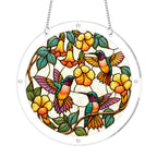 Front view of hummingbird yellow flower acrylic puzzle suncatcher
