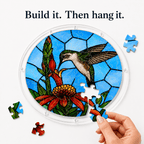 Build it then hang it hummingbird acrylic jigsaw puzzle suncatcher with puzzle pieces