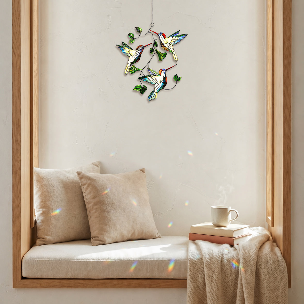 Hummingbird Suncatcher Acrylic Stained Glass Window Hanging