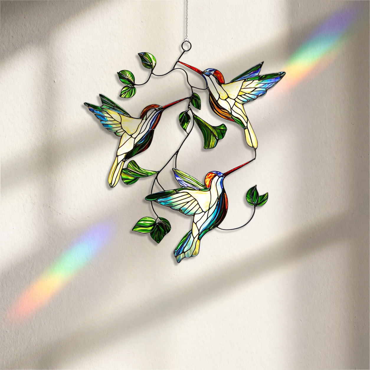 Hummingbird Suncatcher Acrylic Stained Glass Window Hanging