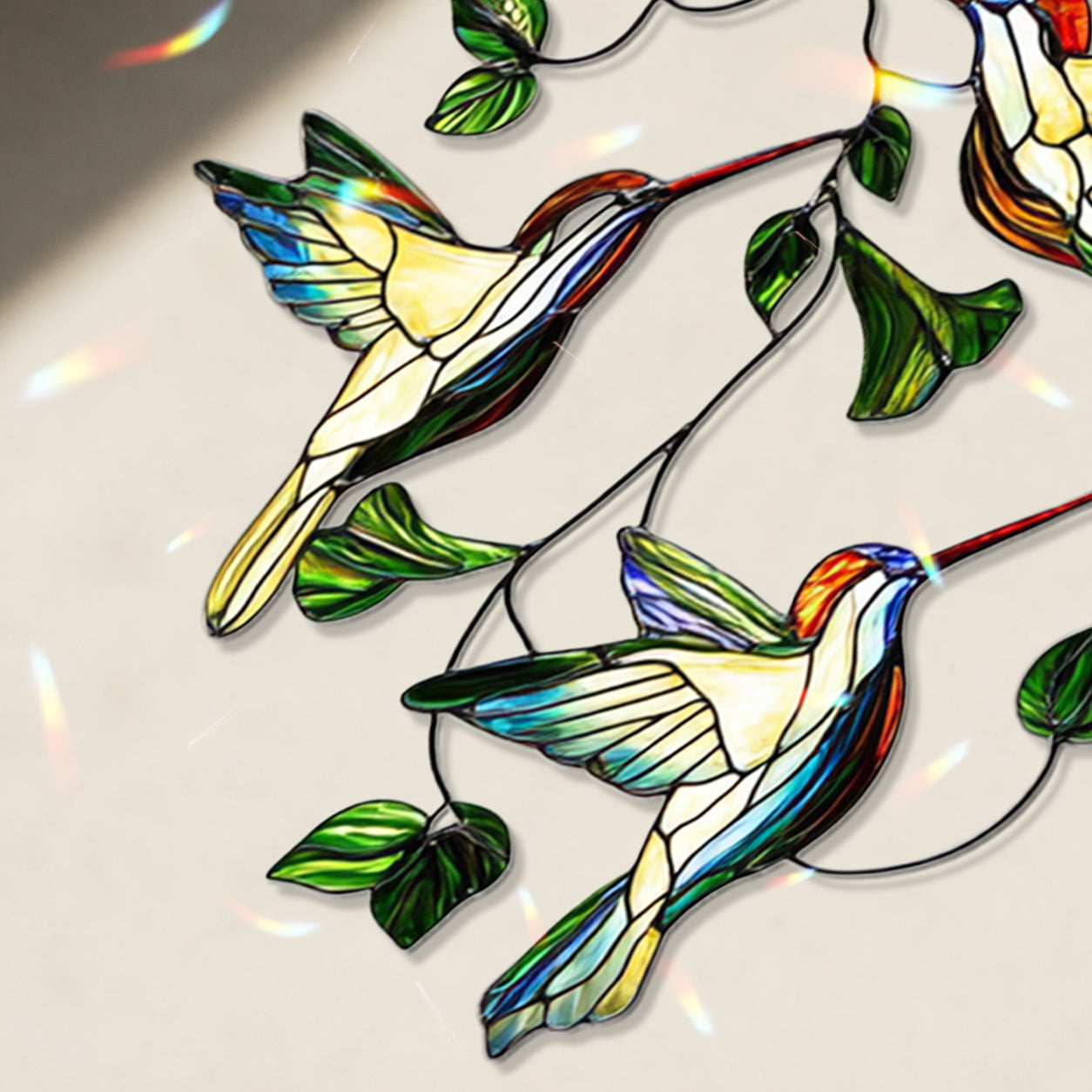 Hummingbird Suncatcher Acrylic Stained Glass Window Hanging