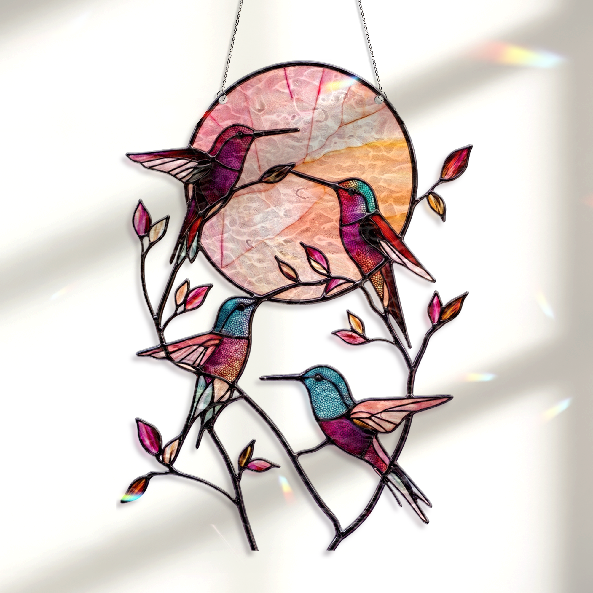 Hummingbird Suncatcher Acrylic Stained Glass Window Hanging