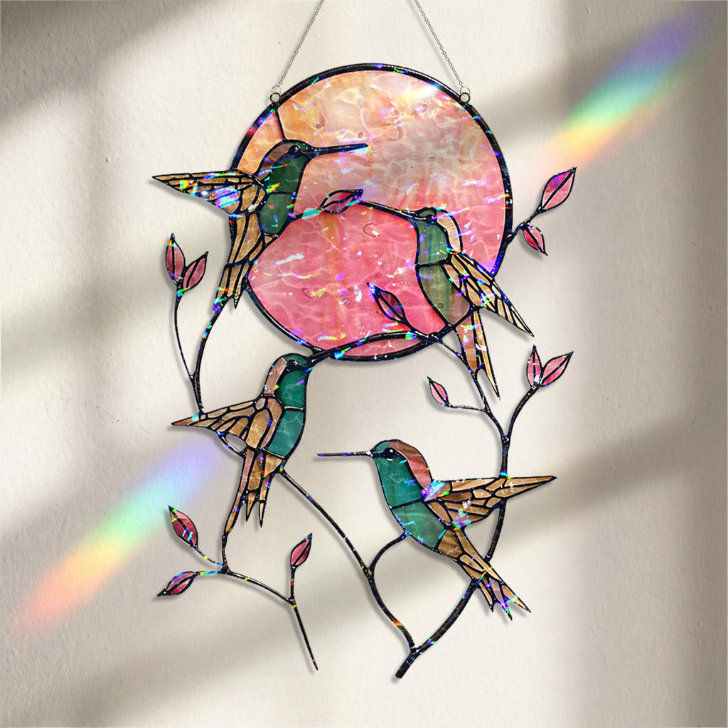 Hummingbird Suncatcher Acrylic Stained Glass Window Hanging
