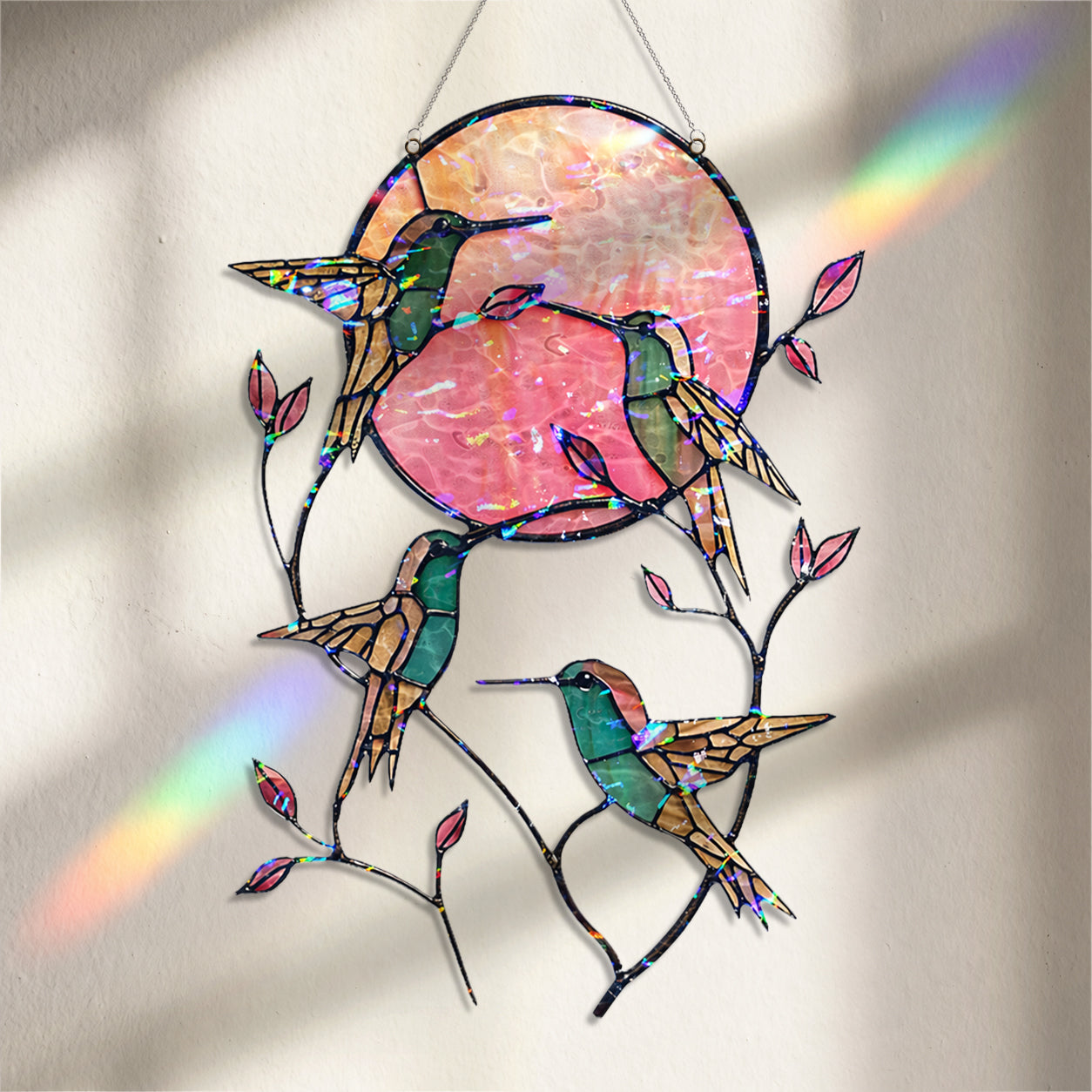 Hummingbird Suncatcher Acrylic Stained Glass Window Hanging