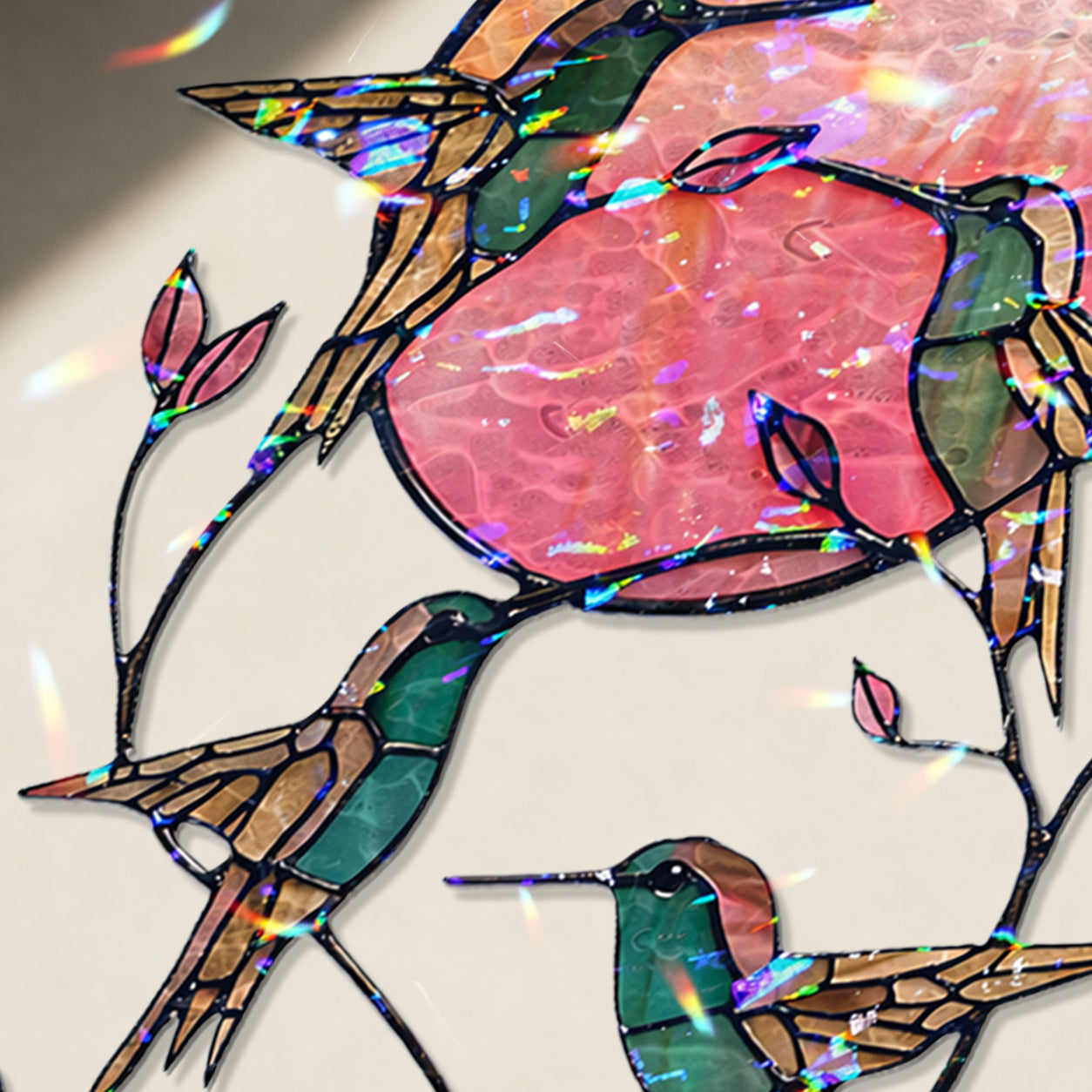 Hummingbird Suncatcher Acrylic Stained Glass Window Hanging