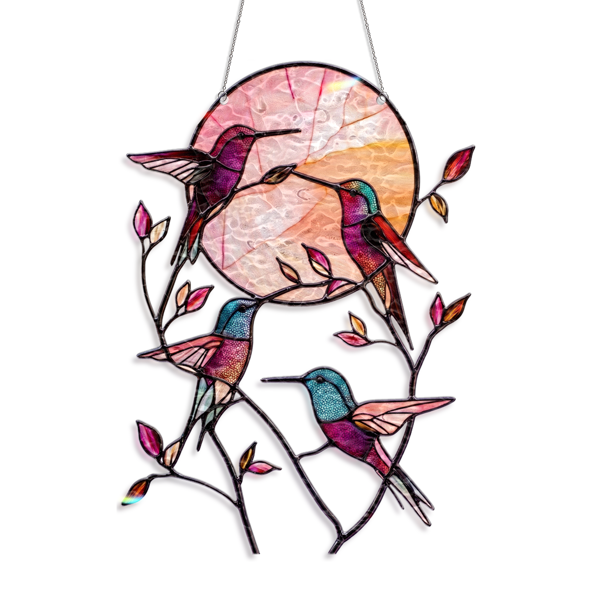 Hummingbird Suncatcher Acrylic Stained Glass Window Hanging
