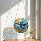 Humpback whale acrylic puzzle suncatcher, colorful DIY ocean window decor