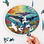 Humpback whale acrylic puzzle suncatcher, colorful DIY ocean window decor