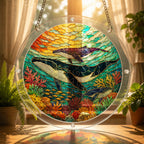 Humpback whale acrylic puzzle suncatcher, colorful DIY ocean window decor
