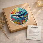 Humpback whale acrylic puzzle suncatcher, colorful DIY ocean window decor