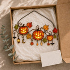 Pumpkins with Autumn Vine & Charms Holographic Acrylic Suncatcher