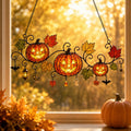 Pumpkins with Autumn Vine & Charms Holographic Acrylic Suncatcher