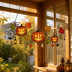 Pumpkins with Autumn Vine & Charms Holographic Acrylic Suncatcher