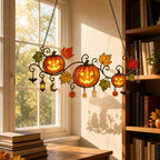 Pumpkins with Autumn Vine & Charms Holographic Acrylic Suncatcher