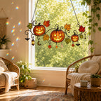 Pumpkins with Autumn Vine & Charms Holographic Acrylic Suncatcher