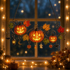 Pumpkins with Autumn Vine & Charms Holographic Acrylic Suncatcher