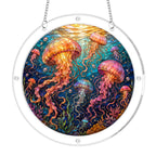 Jellyfish acrylic puzzle suncatcher, colorful DIY ocean window decor