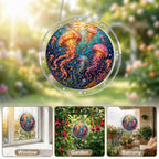 Jellyfish acrylic puzzle suncatcher, colorful DIY ocean window decor