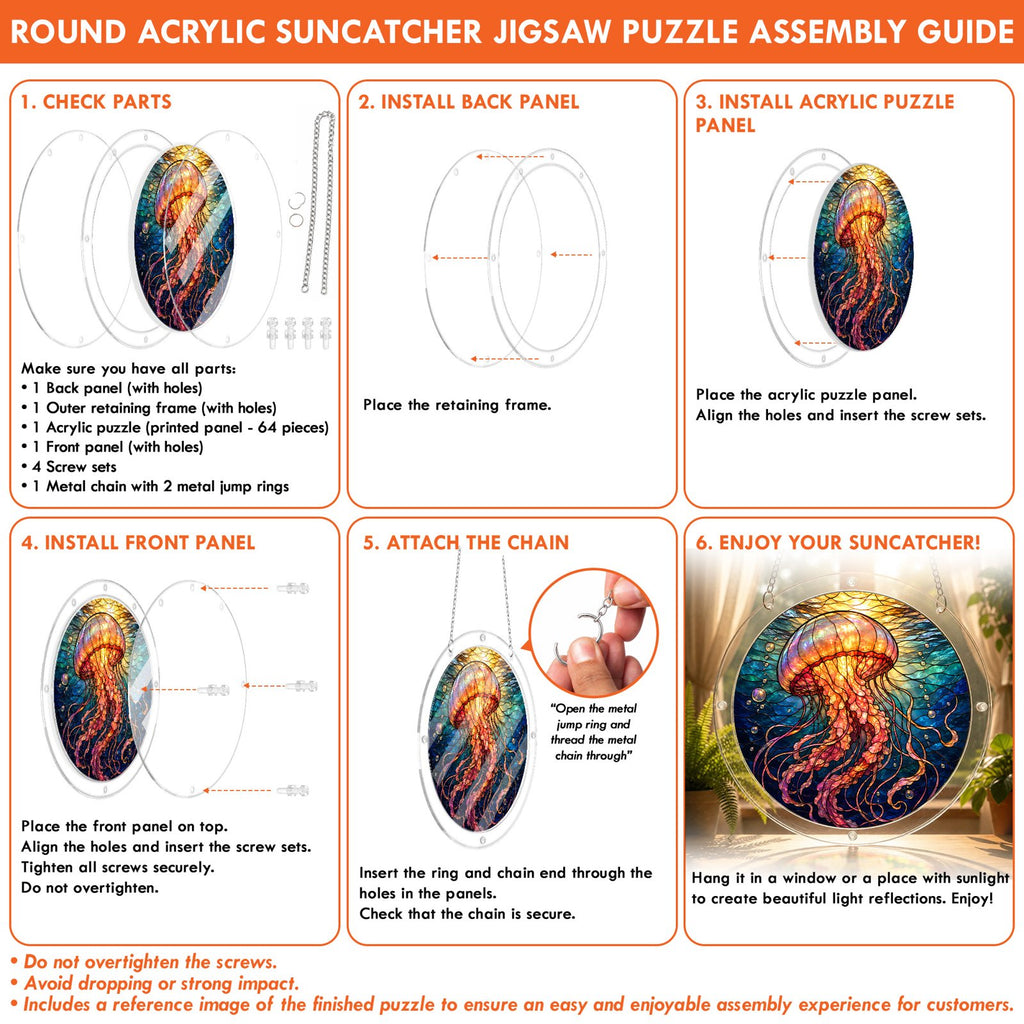 Jellyfish acrylic puzzle suncatcher lifestyle