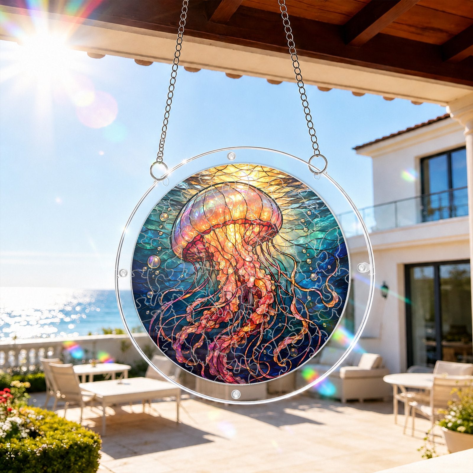 Jellyfish acrylic puzzle suncatcher