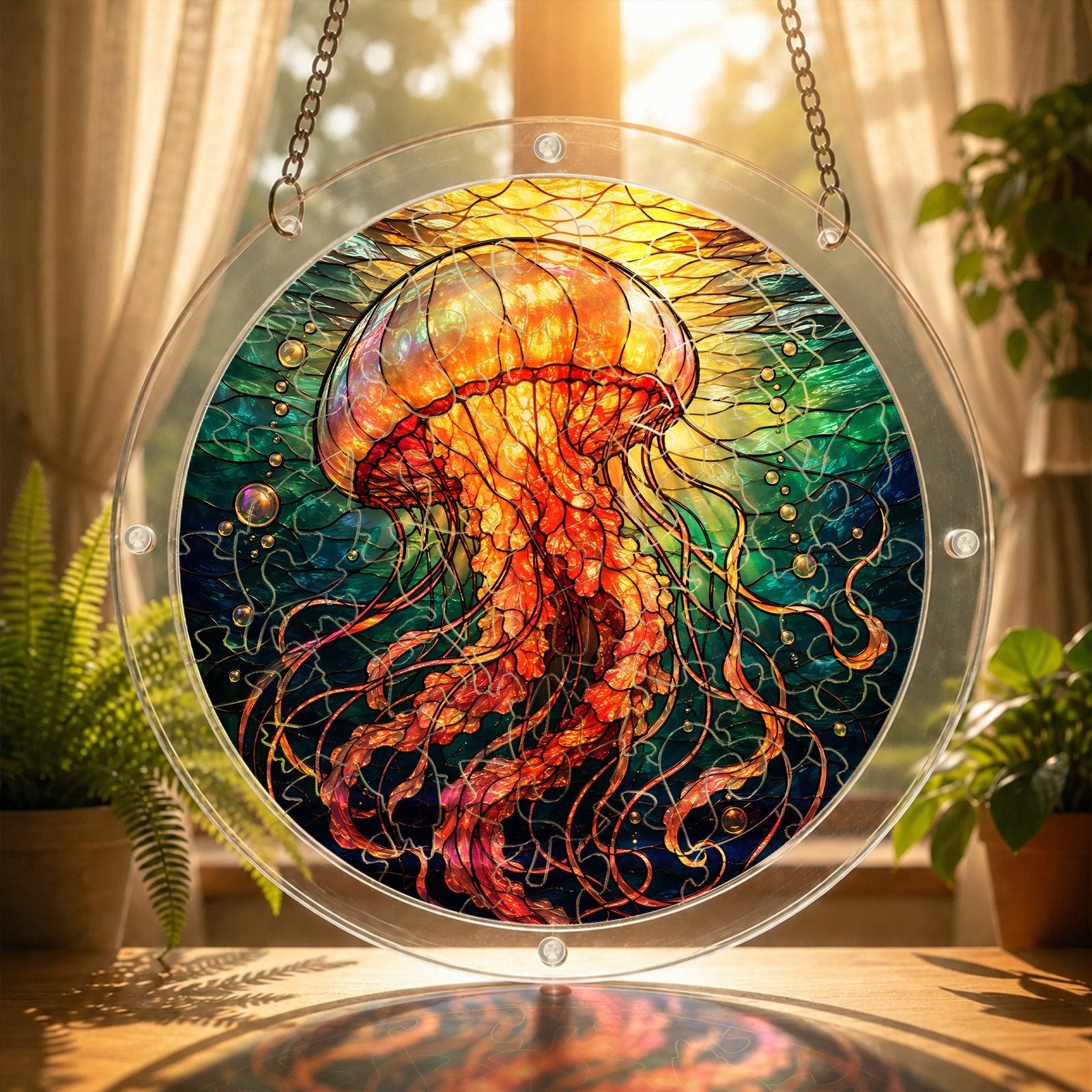 Jellyfish acrylic puzzle suncatcher size chart