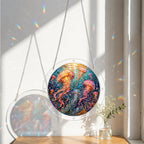 Jellyfish acrylic puzzle suncatcher, colorful DIY ocean window decor