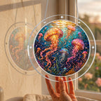 Jellyfish acrylic puzzle suncatcher, colorful DIY ocean window decor
