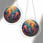 Jellyfish acrylic puzzle suncatcher, colorful DIY ocean window decor