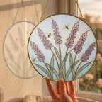 Lavender suncatcher hanging in a sunny window