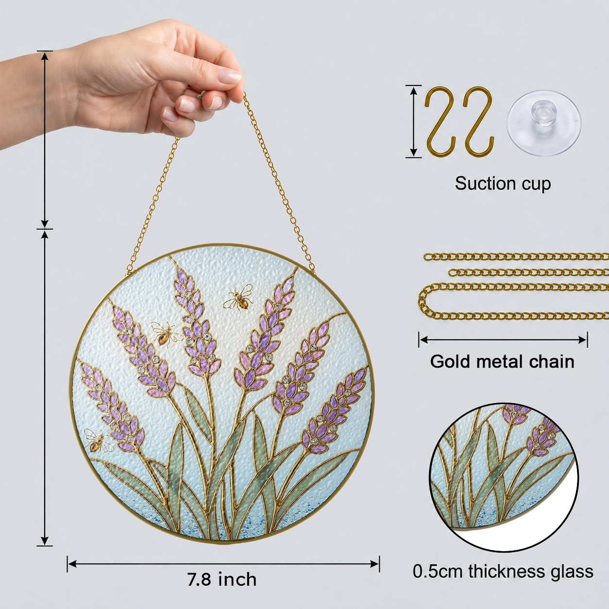 Lavender stained glass suncatcher material comparison