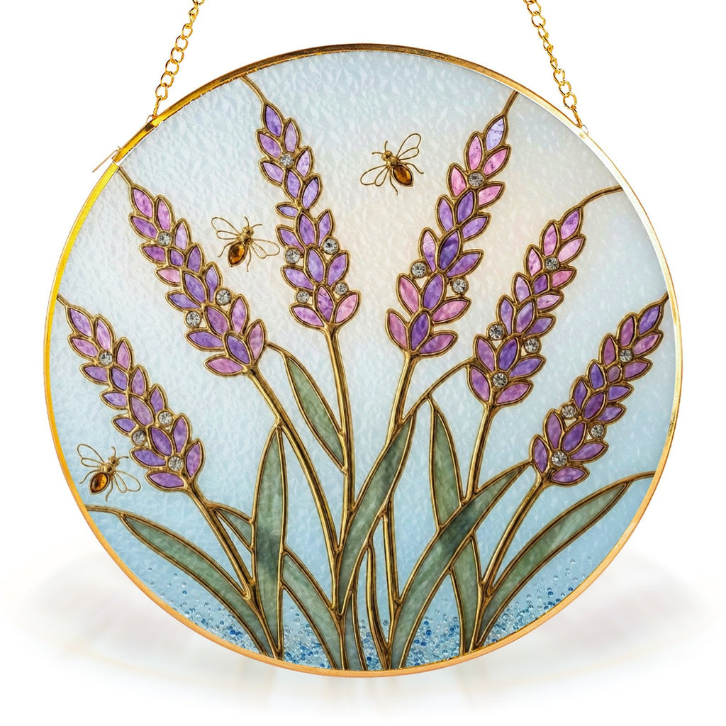 Lavender stained glass suncatcher hero variant