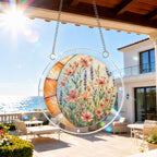 Lavender wildflowers acrylic puzzle suncatcher, colorful DIY floral window decor
