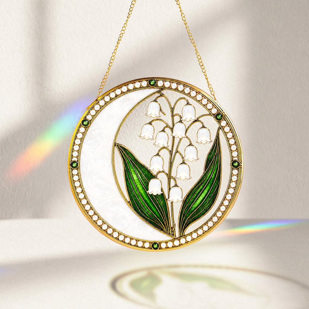 Lily of the valley pearl stained glass suncatcher lifestyle