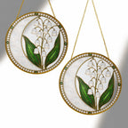 Lily of the valley pearl stained glass suncatcher