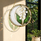 Lily of the valley pearl stained glass suncatcher size chart