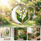 Lily of the valley pearl stained glass suncatcher