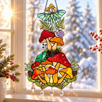 Luna Moth Mushroom Garden Holographic Acrylic Suncatcher