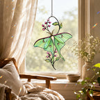 Luna Moth & Pink Blossom Holographic Acrylic Suncatcher