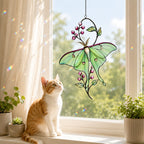 Luna Moth & Pink Blossom Holographic Acrylic Suncatcher