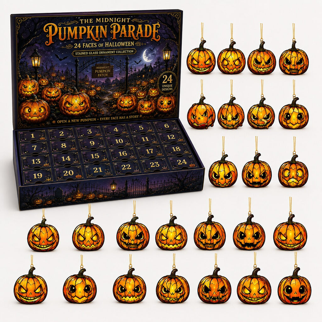 The Midnight Pumpkin Parade Advent Calendar – 24 Jack-o'-Lantern Ornaments