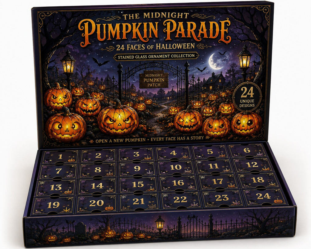 The Midnight Pumpkin Parade Advent Calendar – 24 Jack-o'-Lantern Ornaments