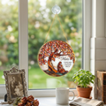 Mom Tree of Life stained glass suncatcher hanging on a sunlit window with cozy home decor