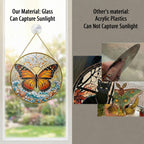 Monarch butterfly stained glass suncatcher with gold frame