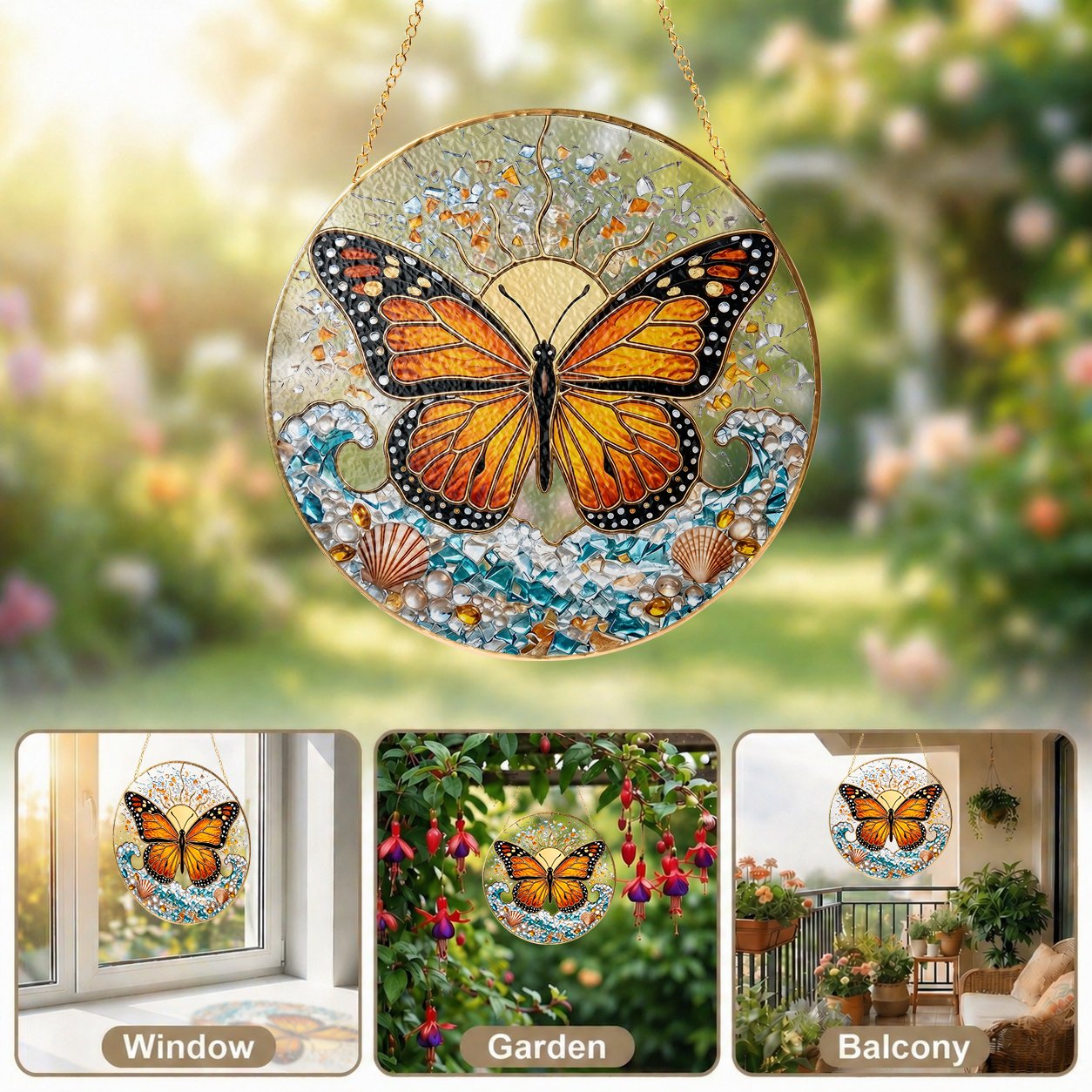Monarch butterfly suncatcher view 5