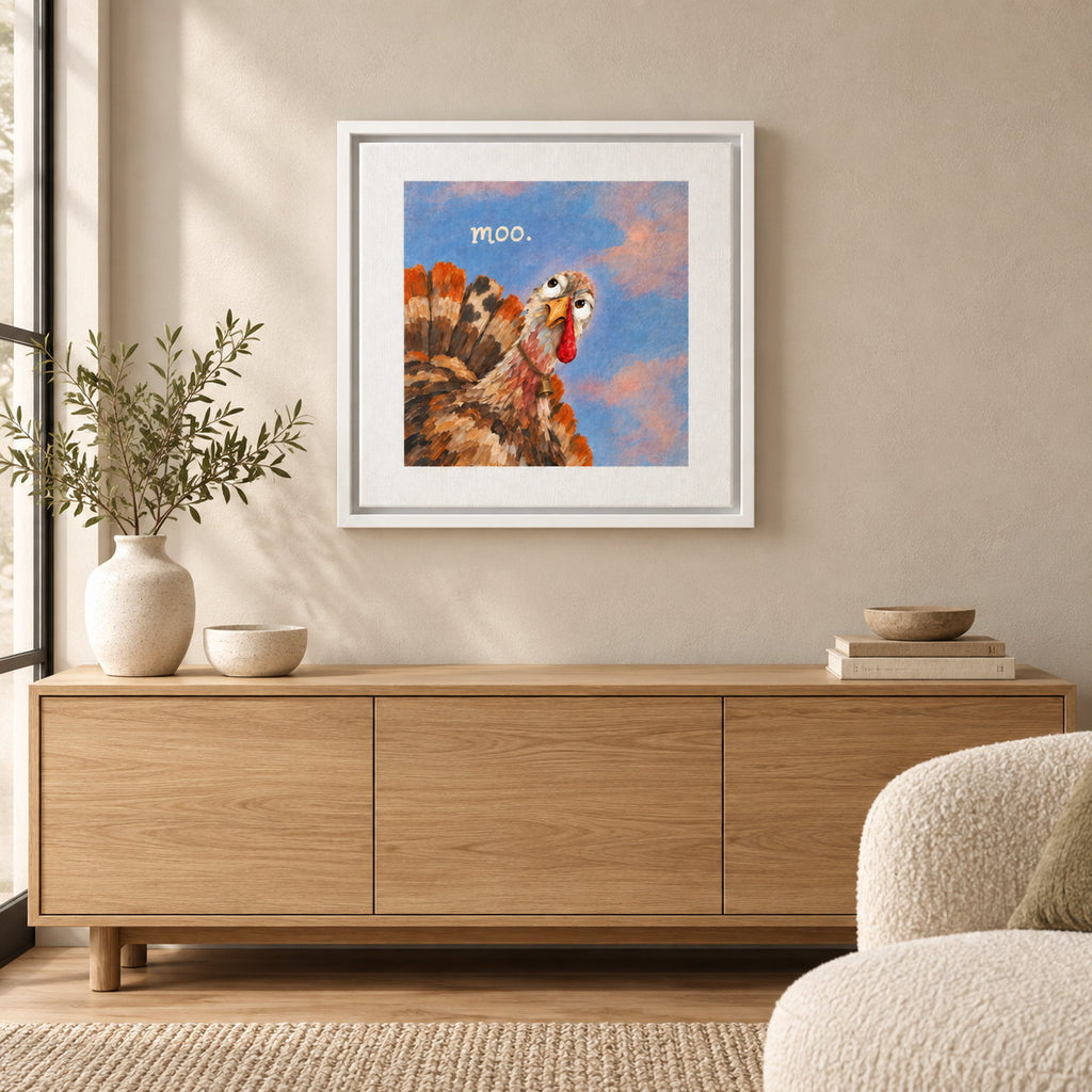 Moo. Turkey Canvas Wall Art — Funny Thanksgiving