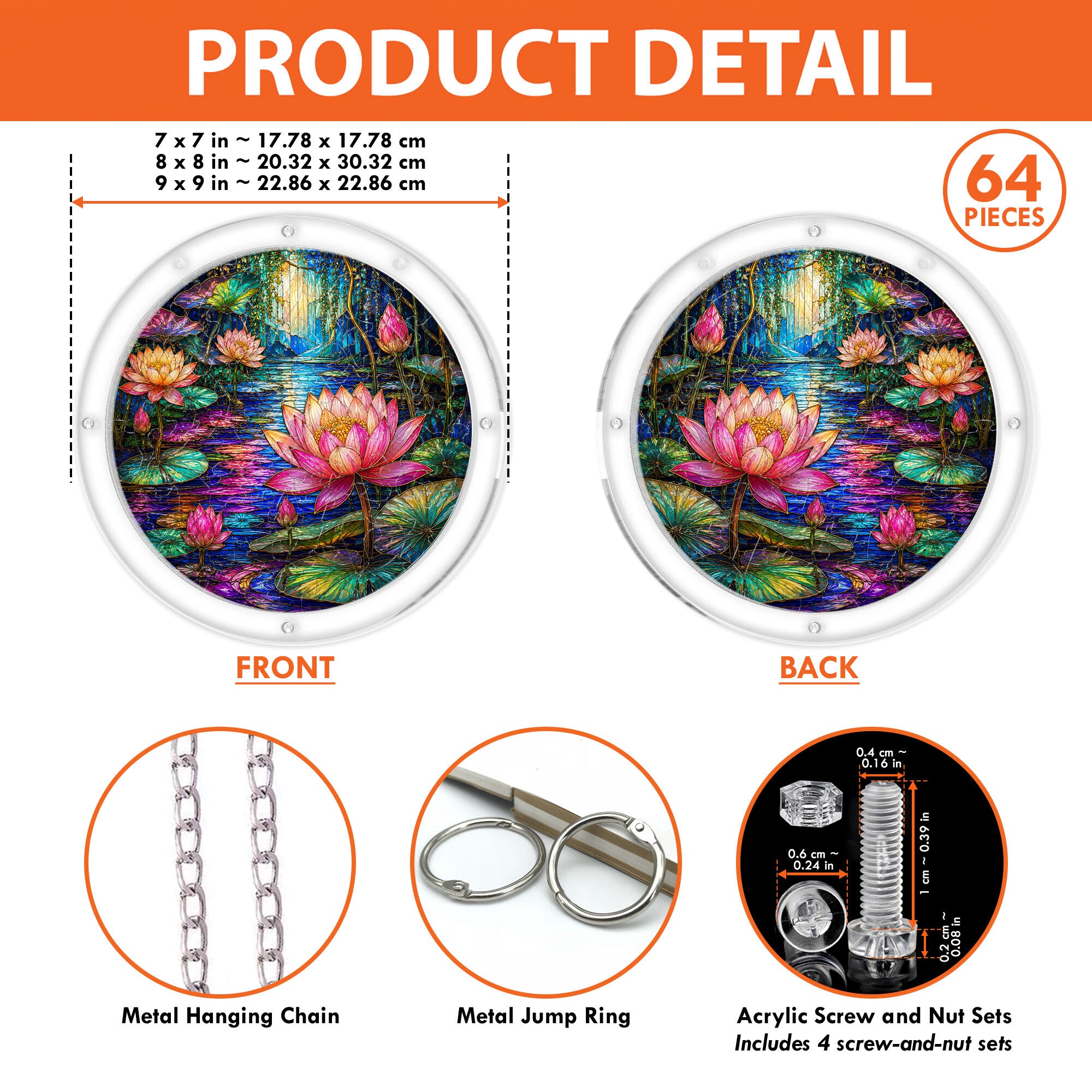 Moonlit lotus pond acrylic puzzle suncatcher, calming DIY window decor