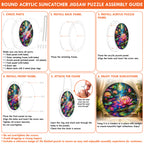 Moonlit lotus pond acrylic puzzle suncatcher, calming DIY window decor